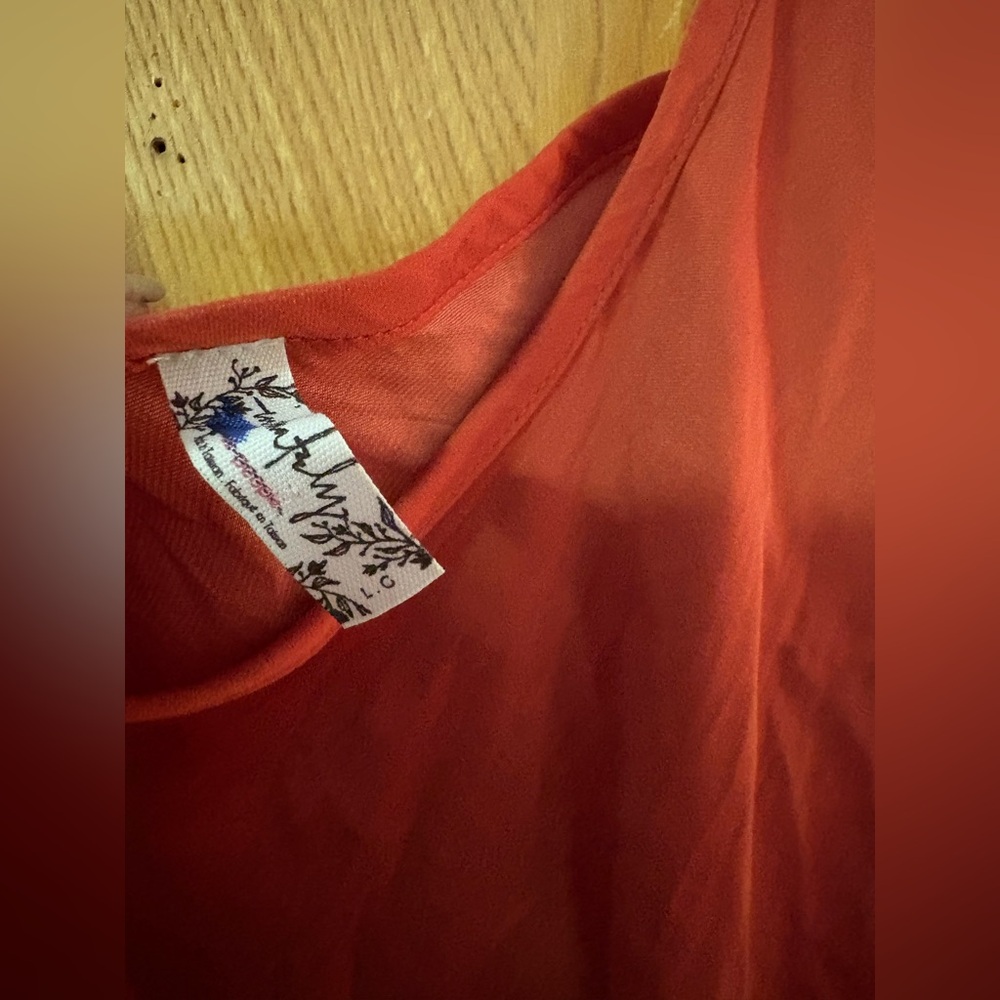 Free People Red Carnelian Camisole with Cream Ruffle Straps L - Picture 3 of 11